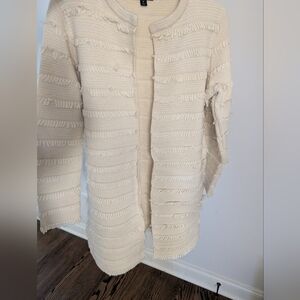 J. Crew Ivory Fringe Cardigan